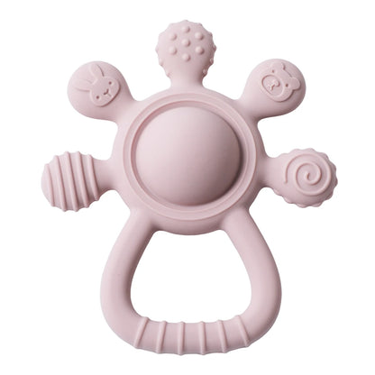 Silicone Teether,Food Grade Baby 0-12 Toys,Teething Rattle Sensory Toys for Toddlers,Silicone Hand Bell,Silicone Soothing Toys