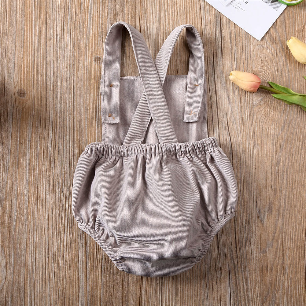 0-24M Cute Baby Romper Boys Girls Solid Color Corduroy Sleeveless Square Neck Romper Jumpsuits Baby Kids Overalls Clothing 2023