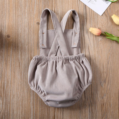 0-24M Cute Baby Romper Boys Girls Solid Color Corduroy Sleeveless Square Neck Romper Jumpsuits Baby Kids Overalls Clothing 2023