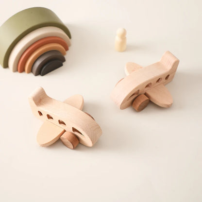 Baby Wooden Montessori Toys Beech Wooden Plane Blocks Teether Glass Marbles Educational Toys Child Teethering Play Gym Baby Gift