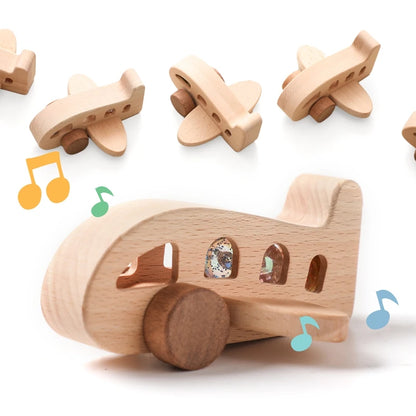 Baby Wooden Montessori Toys Beech Wooden Plane Blocks Teether Glass Marbles Educational Toys Child Teethering Play Gym Baby Gift