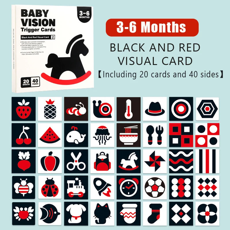 Baby Visual Stimulation Cards Montessori High Contrast Flash Card Infant Visual Early Education Learning Toys For Newborn Gifts