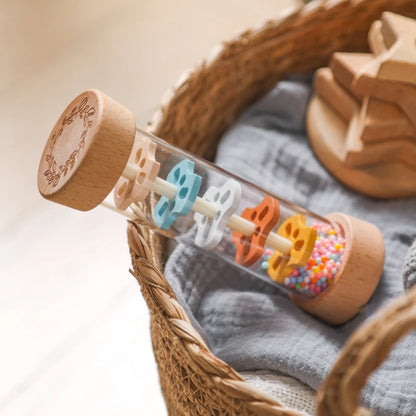 Montessori Baby Rain Stick Rainbow Hourglass Rain Music Rattle Baby Educational Toy Colorful Montessori Sensory Toys for Kids