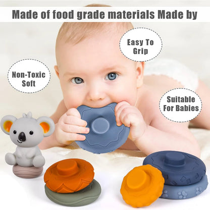 Baby Montessori Sensory Intellectual Development Set, Developing Fine Motor Skills,  Koala Stacking Tower Learning Toys