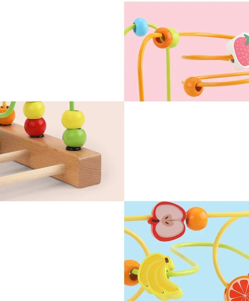 Montessori Baby Toys Wooden Roller Coaster Bead Maze Abacus Math Toys Toddler Early Educational Toys for Kids Children 1-3 Years