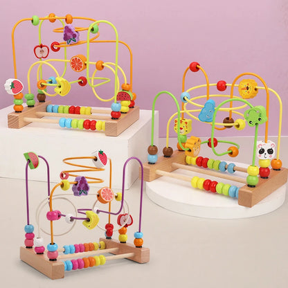 Montessori Baby Toys Wooden Roller Coaster Bead Maze Abacus Math Toys Toddler Early Educational Toys for Kids Children 1-3 Years