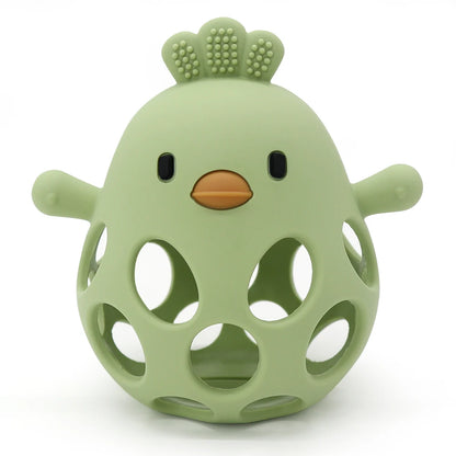 1Pcs Baby Teether Gloves Kids Cartoon Chick Shape Teether Toy Silicone Dental Care Gums Anti-eating Hand Molar Baby Accessorie