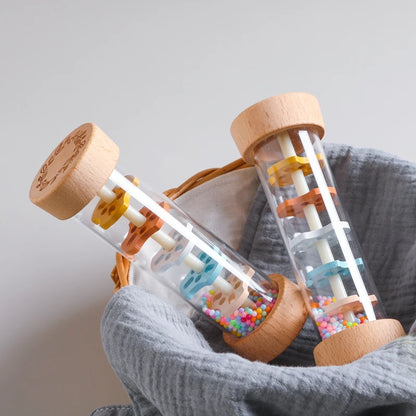 Montessori Baby Rain Stick Rainbow Hourglass Rain Music Rattle Baby Educational Toy Colorful Montessori Sensory Toys for Kids