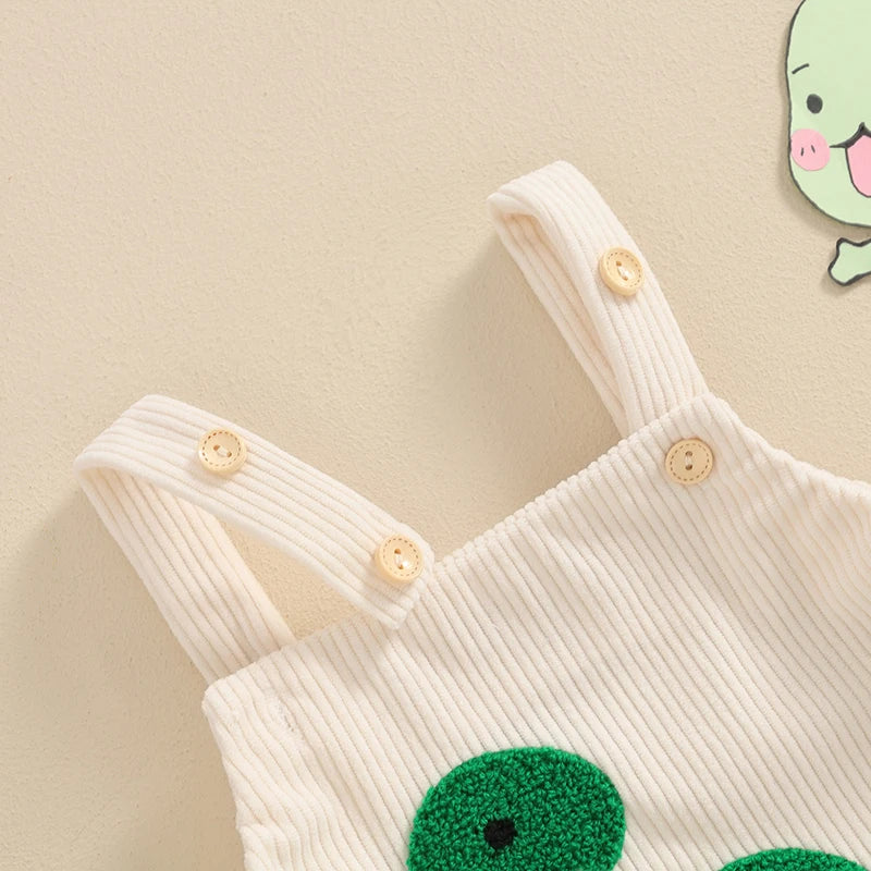 Lioraitiin Baby Girls Boys Summer Romper Sleeveless Dinosaur/Shark Embroidery Button Casual Romper