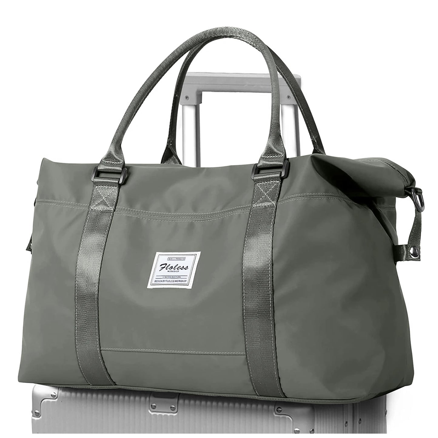 Travel Duffel Bag, Sports Tote Gym Bag, Shoulder Weekender Overnight Bags for Women with Trolley Sleeve, Foldable Carry on Bag