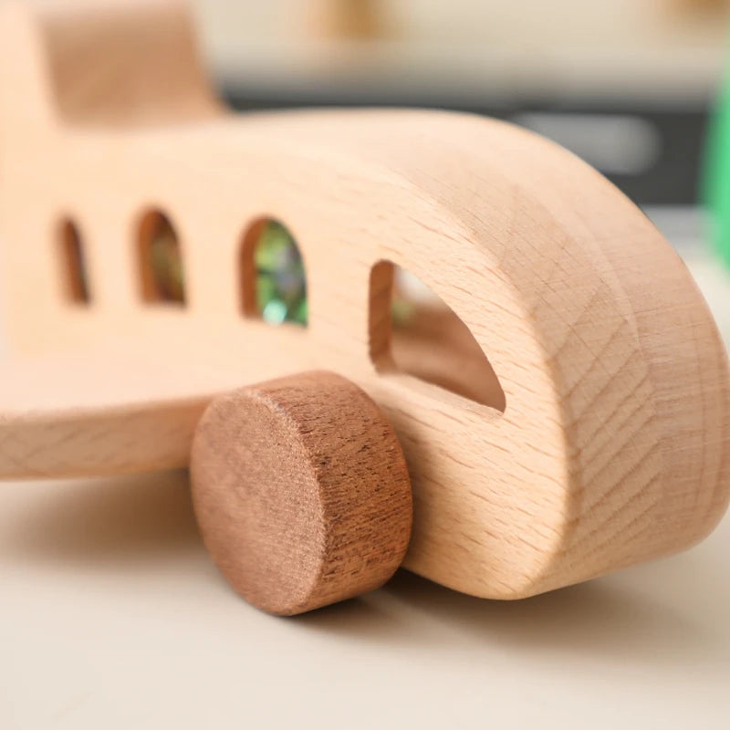 Baby Wooden Montessori Toys Beech Wooden Plane Blocks Teether Glass Marbles Educational Toys Child Teethering Play Gym Baby Gift