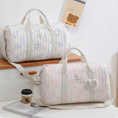 Newborn Baby Care Diaper Bag Mummy Shoulder Bag Embroidery Quilted Stroller Diaper Storage Organizer Large Handbags With Heart