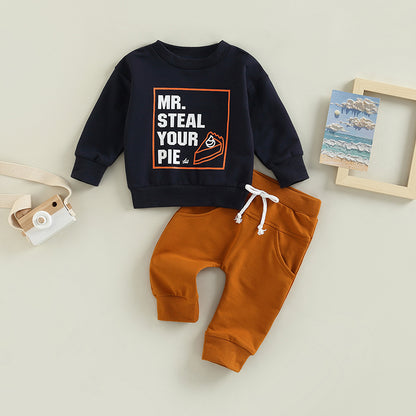 Newborn Baby 2-Piece Winter Set Cozy Hooded Sweater Elastic Waist Pants for Boys and Girls Cute Animal Print