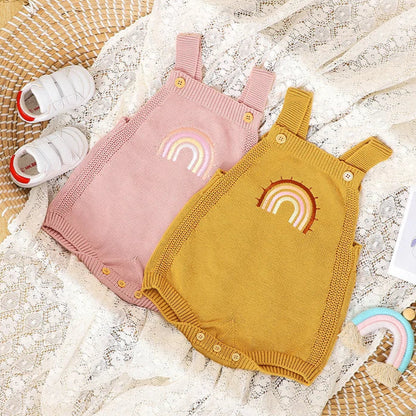 Sleeveless Adjustable Strap Newborn Girls Rompers Ribbed Foot Opening Baby Girls Bodysuit Soft Infant One-piece Jumpsuit