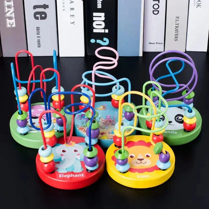 Montessori Baby Toys Wooden Roller Coaster Bead Maze Abacus Math Toys Toddler Early Educational Toys for Kids Children 1-3 Years