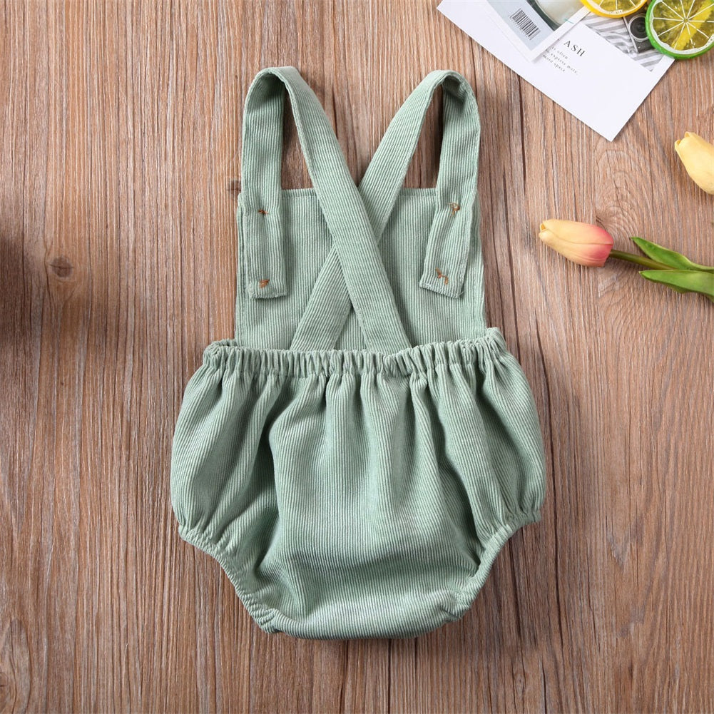0-24M Cute Baby Romper Boys Girls Solid Color Corduroy Sleeveless Square Neck Romper Jumpsuits Baby Kids Overalls Clothing 2023