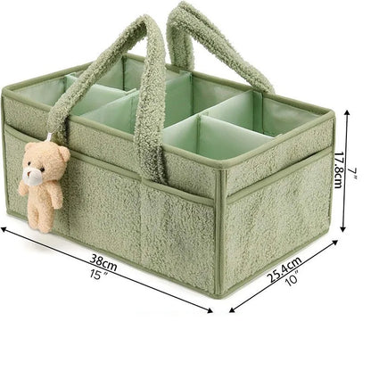 PANGDUBE Plush Diaper Stackers & Caddies Diaper Bag with Teddy Bear Caddy Organizer Nursery Baby Diaper Organizer Baby Nappy Bag