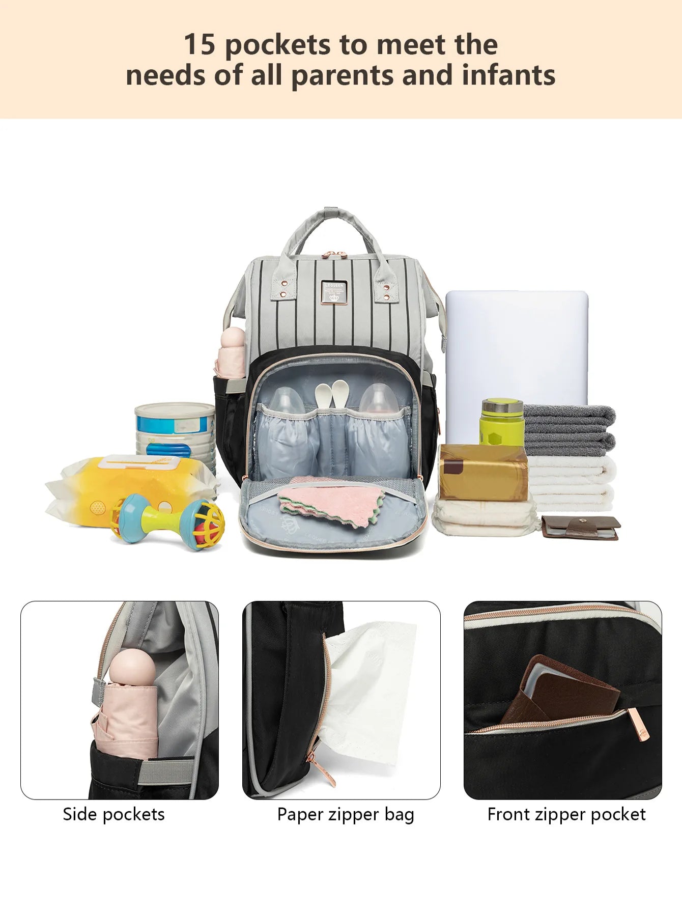 Diaper Bag Backpack Maternity Bag for Baby Large Capacity Travel Mommy Baby Stroller bag Waterproof Nappy Bags