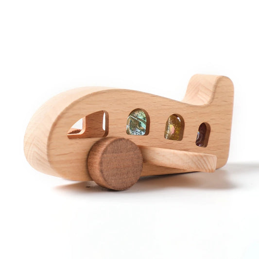 Baby Wooden Montessori Toys Beech Wooden Plane Blocks Teether Glass Marbles Educational Toys Child Teethering Play Gym Baby Gift