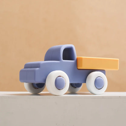 Baby BPA Free Silicone Car Ambulance Toys Wooden Cartoon Bus Teether Educational Montessori Toys For Children Teething Baby Toys