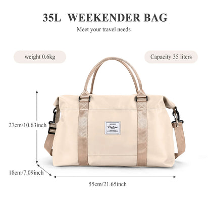 Travel Duffel Bag, Sports Tote Gym Bag, Shoulder Weekender Overnight Bags for Women with Trolley Sleeve, Foldable Carry on Bag