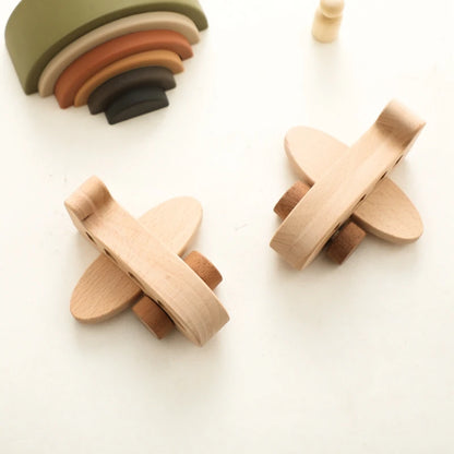 Baby Wooden Montessori Toys Beech Wooden Plane Blocks Teether Glass Marbles Educational Toys Child Teethering Play Gym Baby Gift