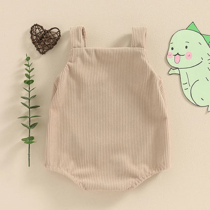 Lioraitiin Baby Girls Boys Summer Romper Sleeveless Dinosaur/Shark Embroidery Button Casual Romper