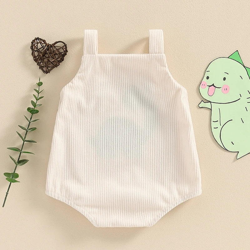 Lioraitiin Baby Girls Boys Summer Romper Sleeveless Dinosaur/Shark Embroidery Button Casual Romper