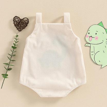 Lioraitiin Baby Girls Boys Summer Romper Sleeveless Dinosaur/Shark Embroidery Button Casual Romper