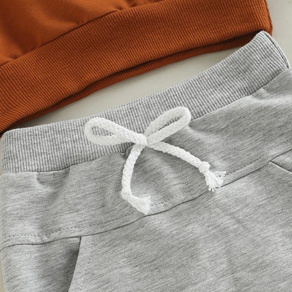 Newborn Baby 2-Piece Winter Set Cozy Hooded Sweater Elastic Waist Pants for Boys and Girls Cute Animal Print
