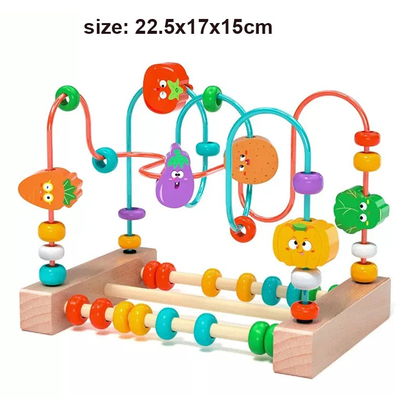 Montessori Baby Toys Wooden Roller Coaster Bead Maze Abacus Math Toys Toddler Early Educational Toys for Kids Children 1-3 Years