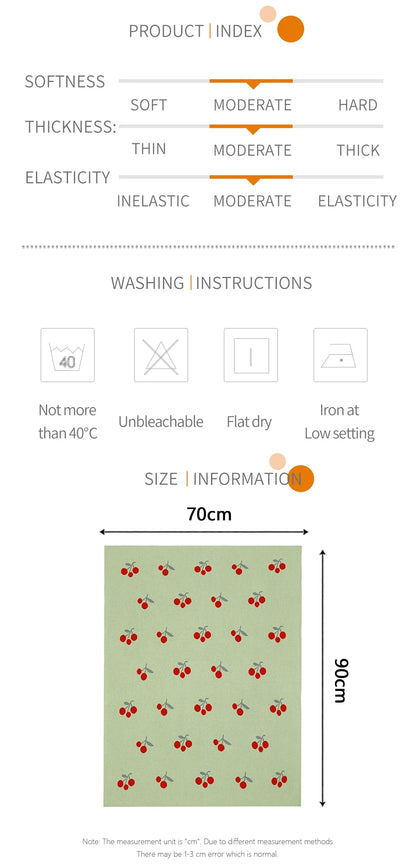 Cute Cherry Print Infant Throws Shawls Skin-friendly Muslin Baby Boys & Girls Swaddle Blankets 0-24 Months Baby Security Blanket