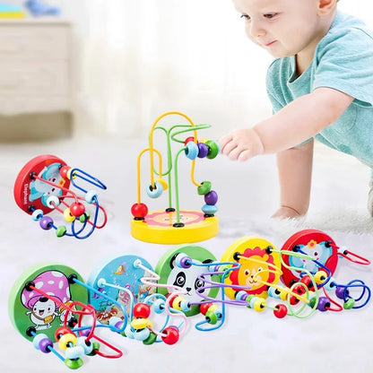 Montessori Baby Toys Wooden Roller Coaster Bead Maze Abacus Math Toys Toddler Early Educational Toys for Kids Children 1-3 Years