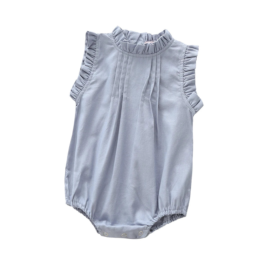 Vintage Linen Cotton Baby Girls Romper Summer Ruffles Lace Infant Bodysuit for Toddler Girls Clothing Children Overalls Outfits