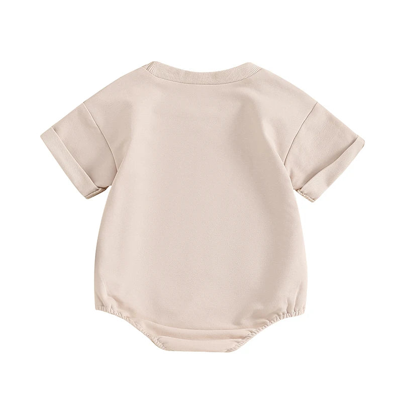 2024-03-19 Lioraitiin 0-18M Summer Baby Boys Romper Letter Cartoon Peanut Pattern Short Sleeve Jumpsuits Casual Clothes