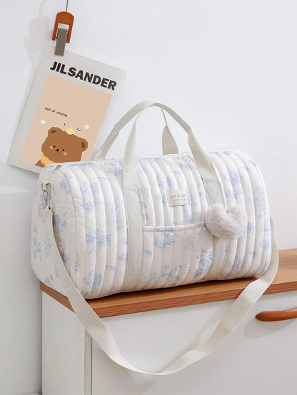 Newborn Baby Care Diaper Bag Mummy Shoulder Bag Embroidery Quilted Stroller Diaper Storage Organizer Large Handbags With Heart