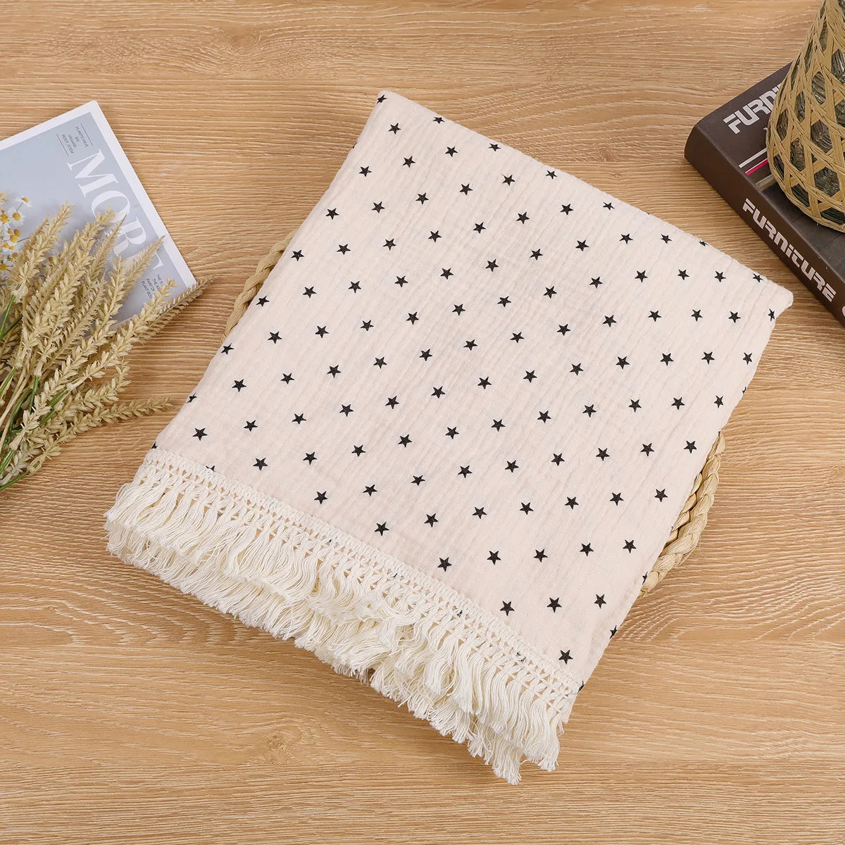 Cotton Muslin Swaddle Blankets for Newborn Baby Tassel Receiving Blanket New Born Swaddle Wrap Infant Sleeping Quilt Bed Cover