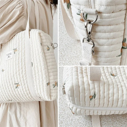 Newborn Baby Care Diaper Bag Mummy Shoulder Bag Embroidery Quilted Stroller Diaper Storage Organizer Large Handbags