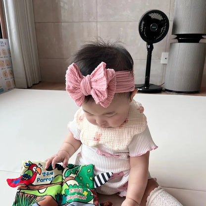 Solid Cable Bow Baby Headband for Child Nylon Layers Headwear Kids Elastic Turban Headwraps Newborn Boys Girls Hair Accessories