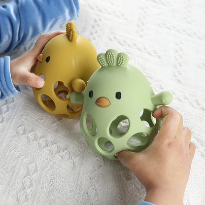 1Pcs Baby Teether Gloves Kids Cartoon Chick Shape Teether Toy Silicone Dental Care Gums Anti-eating Hand Molar Baby Accessorie