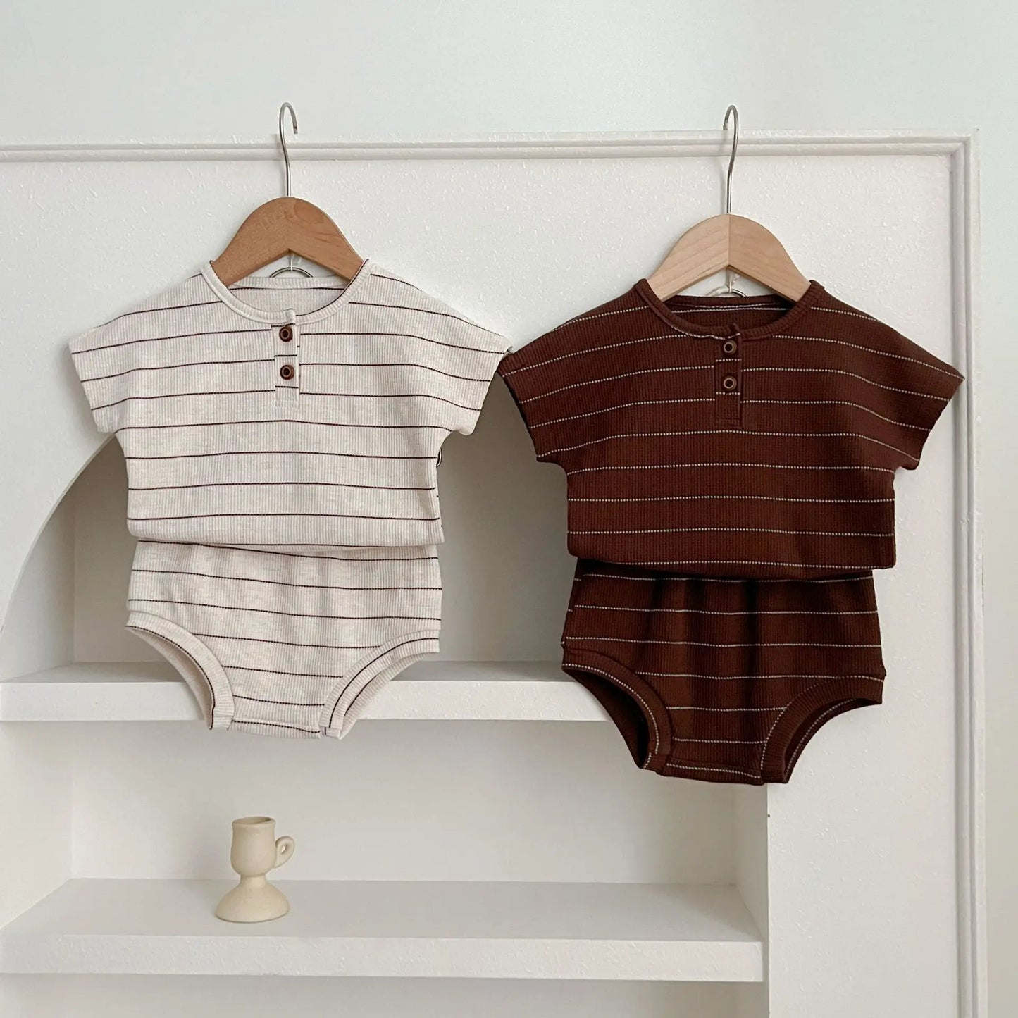 Summer Kids Baby Boys Girls Short Sleeve Stripe T-shirt + Shorts Clothing Sets Infant Baby Girls Boys Children's Clothes Suit