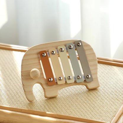 Montessori Wooden Toy Multicolor Xylophone Bell Beads Drum Column Musical Instrument Toy Kid Educational Musical Instrument Gift