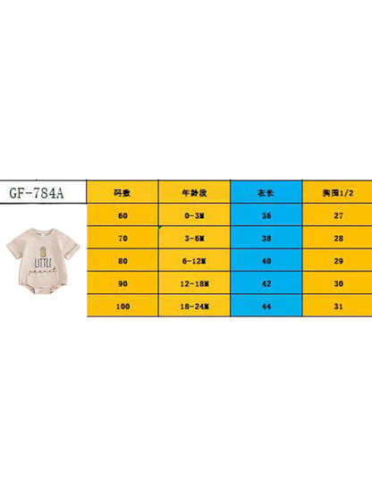 Lioraitiin 0-18M Summer Baby Boys Romper Letter Cartoon Peanut Pattern Short Sleeve Jumpsuits Casual Clothes