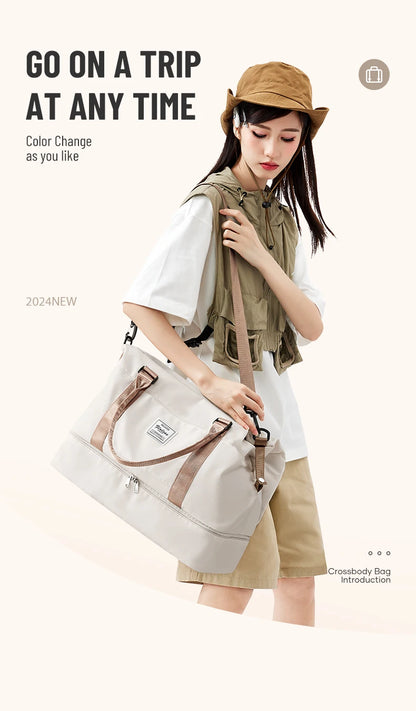 Weekender Bags for Women,Personal Item Travel Bag with Shoes Compartment,Overnight Travel Duffel Bag with Toiletry Bag