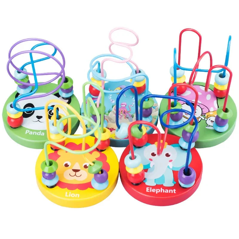 Montessori Baby Toys Wooden Roller Coaster Bead Maze Abacus Math Toys Toddler Early Educational Toys for Kids Children 1-3 Years