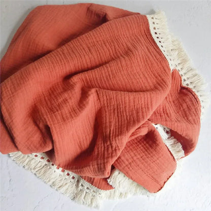 Cotton Muslin Swaddle Blankets for Newborn Baby Tassel Receiving Blanket New Born Swaddle Wrap Infant Sleeping Quilt Bed Cover