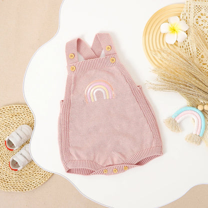 Sleeveless Adjustable Strap Newborn Girls Rompers Ribbed Foot Opening Baby Girls Bodysuit Soft Infant One-piece Jumpsuit