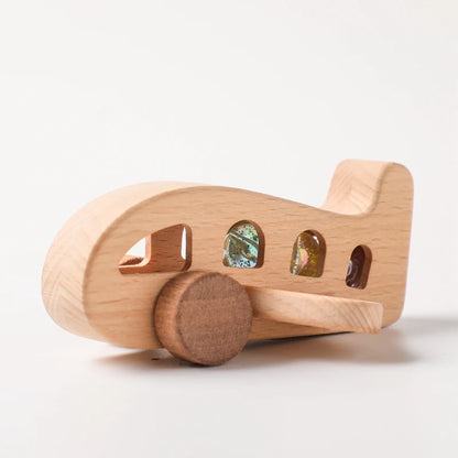 Baby Wooden Montessori Toys Beech Wooden Plane Blocks Teether Glass Marbles Educational Toys Child Teethering Play Gym Baby Gift