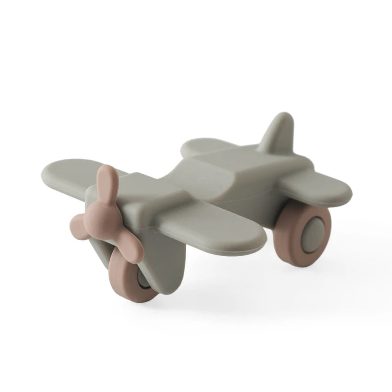Baby BPA Free Silicone Car Ambulance Toys Wooden Cartoon Bus Teether Educational Montessori Toys For Children Teething Baby Toys
