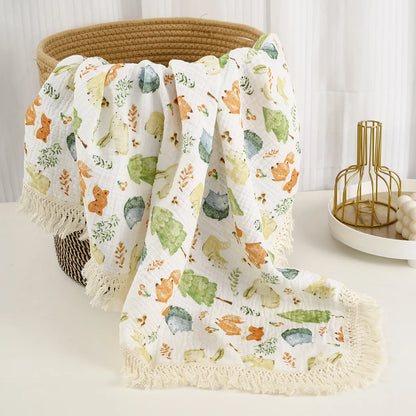 Cotton Muslin Swaddle Blankets for Newborn Baby Tassel Receiving Blanket New Born Swaddle Wrap Infant Sleeping Quilt Bed Cover